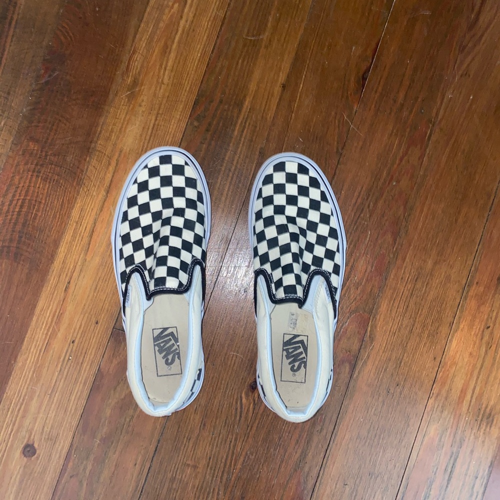 vans checkered slides worn once